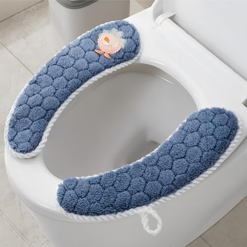 2Pairs Plush Warm Thick Padded Toilet Seat Cover Mat Non Sli