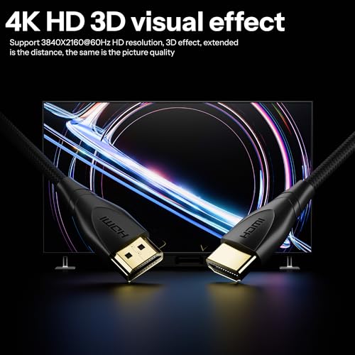 Image of Basesailor HDMI Cable 2.1 3M (9.8ft), 8K@60Hz & 4K@120Hz Ultra High Speed HDMI to HDMI Cable, 48Gbps with Ethernet, HDR eARC Dolby DTS, Connector for Monitor, TV, Laptop, PS5, Xbox