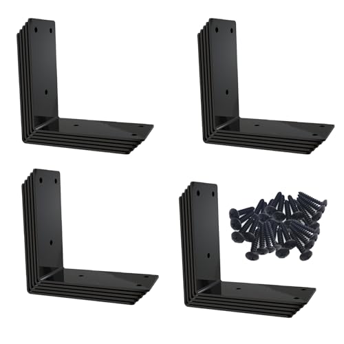L Bracket,Raised Garden Bed Corner Brackets,Heavy Duty Corner Brace,Stainless Steel Shelf Bracket,Black Large Angle Brackets, Metal Iron Bracket for Wood Aufuga (10)