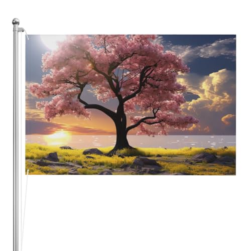 Drapeau à fleurs et arbres 120x180 cm bannière extérieure double face résistante