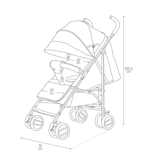 Miniatura 7 de Momi Akira Silla De Paseo Para Niños A Partir De 6 Meses Hasta 15 Kg , Arnés Ajustable De 5 Puntos, Bolso, Cesta De La Compra, Protector De Lluvia Y Mosquitera.