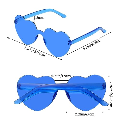 Fengek 10 Pcs Heart Shape Sunglasses Frameless Transparent Glasses Party Favors for Women2