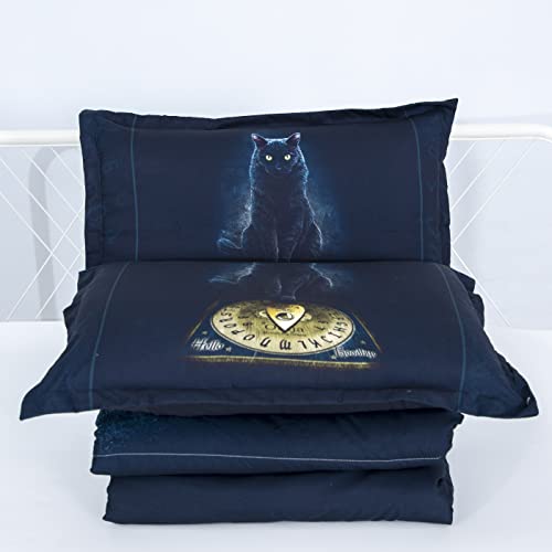 Aitazz Black Cat Comforter Set,3D Cartoon Cat Comforter Queen,Animals Print Bedding Set For Kids Girls Boys Cat Quilt Set With 1 Comforter And 2 Pillow Cases Bedroom Decor #TOP4