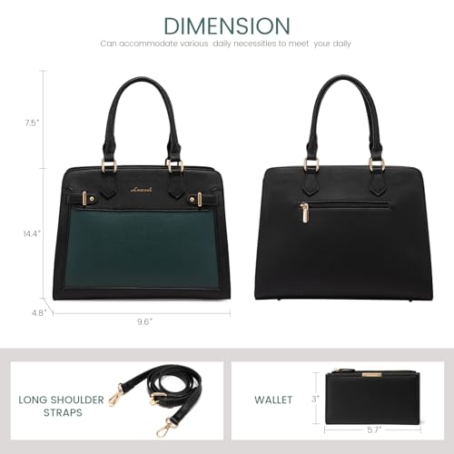 Image of LOVEVOOK Purses and Handbags for Women, Tote Shoulder Bag Satchel Black Purse and PU Leather Top Handle for ladies