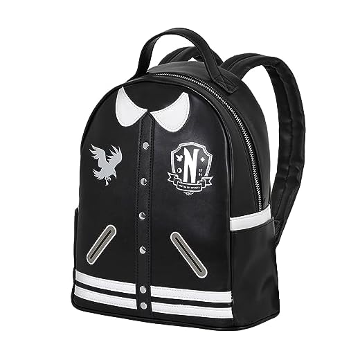 Wednesday Varsity Casual Mochila Casual, Negro, 25 x 29 cm, Capacidad 6 L