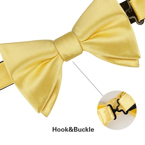 Image of Alizeal Mens 4pcs Formal Solid Bow Tie Set | Pre-tied Pocket Square Cufflinks Boutonniere for Wedding Everyday Use