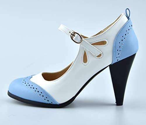 Womens Brown Retro Mary Jane Oxford High Heels Pumps Shoes for Women Teardrop Cutout Round Toe Pierced Strappy Oxfords Mary Janes High-Heel Pump Shoe3