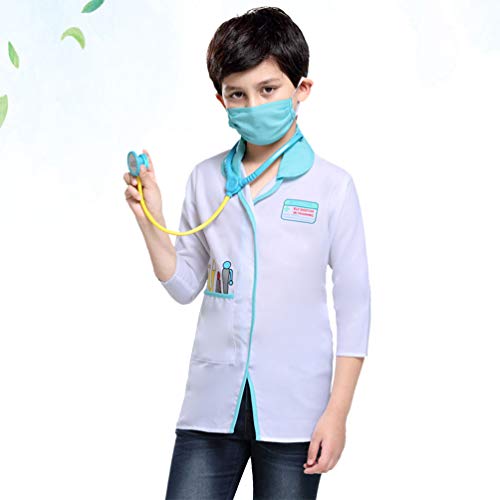 Fantasias de cosplay infantis com estetoscópio Ma/sk da Pretyzoom para 3 a 5 anos de idade, Branco,
