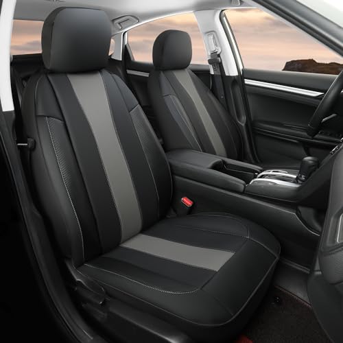 GIANT PANDA Front Seat Covers for Honda CRV HRV Civic Accord Element, Faux Leather Bucket Seat Cover Fit Honda Seat Protectors (Black) 2-Pack
