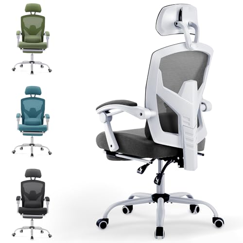 DUMOS Bürostuhl Ergonomisch - EIN Schreibtischstuhl mit Komfortarmlehnen, Ausgestattet mit Einer Bequemen Lendenwirbelstütze und Fußstütze, Office Chair Geeignet für Zuhause