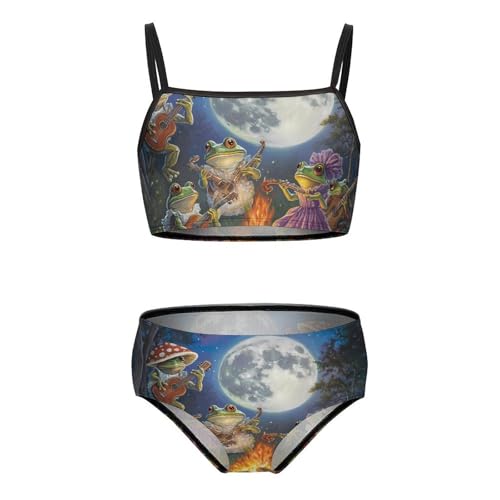 Frog Bonfire Party Under The Moon Girls Bikini Swimsuit Two Piece Bathing Suit Beach Swimwear