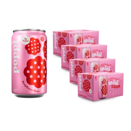Poppi Prebiotic Soda, Raspberry Rose, 7.5 Fl Oz Mini Can, 24 Pack - image 1