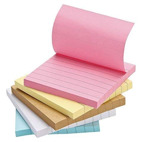 TOROTON Lined Sticky Notes Pad Notepad Memo Stickers Self-Stick Notes 76 x 76 mm, 12 Pads (80 Sheets per Pad) Cover