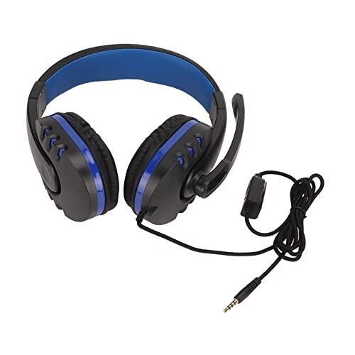 KUIDAMOS Game Headset, Adjustable Volume Noise Filtering Wire Control Soft Ear Cups 3.5mm Gaming Headphone One Button Mute with Microphone for School