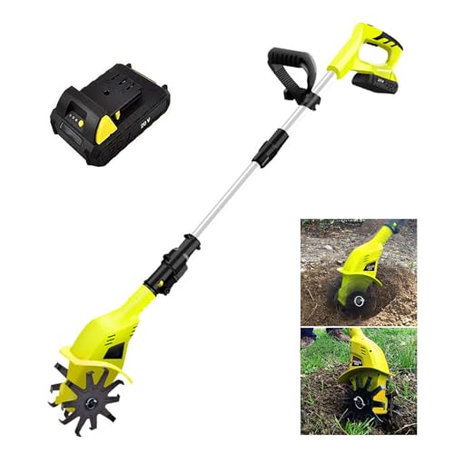 Genérico Cultivador Rotativo De Jardín Eléctrico Inalámbrico, Cultivador De Tierra con Batería De Litio Recargable, Escarificador De Pértiga Telescópica De Alto Torque