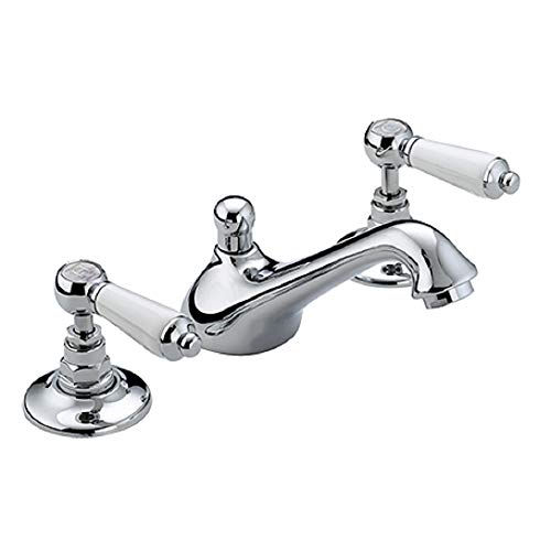 Bristan RS2 3HBAS C Renaissance 3 Hole Basin Mixer with Pop-up Waste Bathroom Tap, Chrome