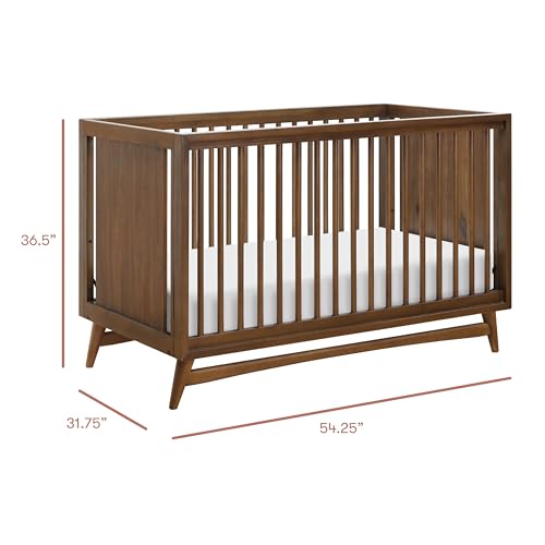 Image of Babyletto Peggy 3-in-1 Convertible Crib with Toddler Bed Conversion Kit in Natural Walnut, Greenguard Gold Certified