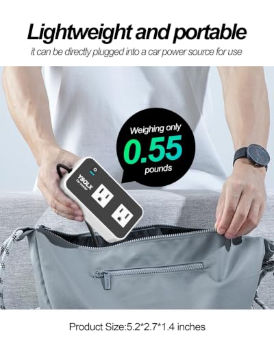 Image of 200W Power Inverter 12V to 110V Car Plug Adapter Outlet for Road Trip | Car Cigarette Lighter Adapter with 2 AC Outlets & 4 USB Fast Charger, Portable Vehicle Charger for Laptop, Phone