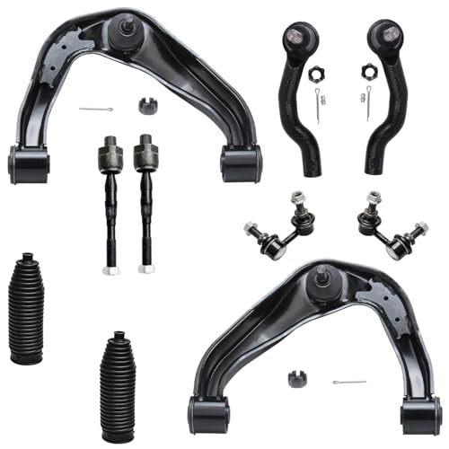 Image of Detroit Axle - 10pc Front End Kit for 2005-2019 Nissan Frontier, 2005-2012 Pathfinder, 2005-2015 Xterra, 2 Upper Control Arms w /Ball Joints 2 Sway Bars 4 Outer Inner Tie Rods 2 Boots Replacement