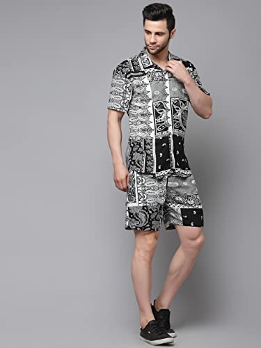 Image of Rigo Printed Co-Ord Set for Men's | Casual Shirt & Shorts Night Suit Set | Lounge-wear Nightdress Pajama Set for Men's | Night Wear, Beach Wear, Vacation Wear Outfit