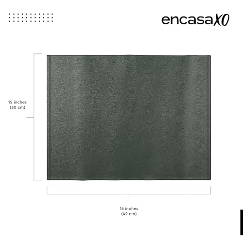 Image of Encasa XO Leather Dining Table Mats Set of 6 | Water Repellent & Heat Resistant Dining Table Mats | Washable & Easy to Clean Placemats for Kitchen Decor - 42x30 cm (Green)