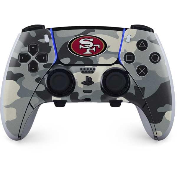 Vista 14 de Skinit Decal Gaming Skin Compatible with PS5 DualSense Edge Pro Controller - Officially Licensed NFL San Francisco 49ers Double Vision Design Negro