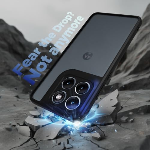 Image of RIGGEAR Shockproof Sleek Hybrid Armor Back Cover Case for Motorola Moto Edge 70 Fusion 5G (Smoke Black Matte PC + Black TPU Bumper)