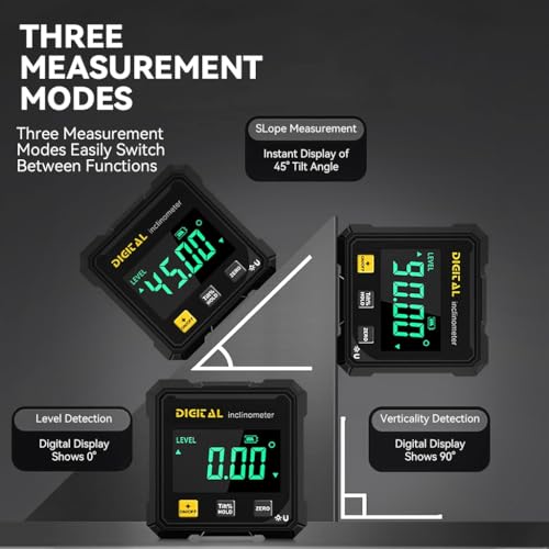 Image of Serplex LCD Digital Angle Finder with Laser Level, 4-Side Strong Magnetic Angle Gauge, Cube Inclinometer Level Miter Protractor with Data Retention Function, for Table Saw, Woodworking Measuring Tool