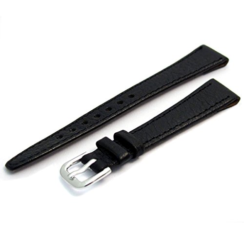 Preisvergleich Produktbild Damen-Uhrenarmband aus Leder, offenes Ende, 14 mm breit, Schwarz