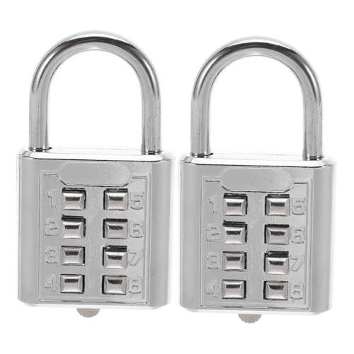 MUCKLILY 2 Piezas Candado Combinación Botón Teclas Zinc Resistente Agua Personalizable sin Llave para Equipaje Taquilla Caja Herramientas para Invidentes Pack Unidades