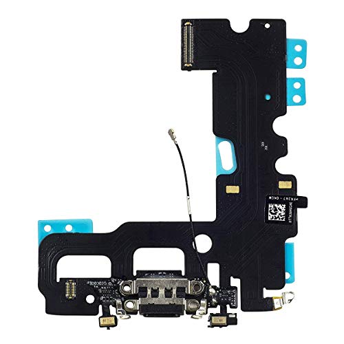 OEM USB Charging and Headphone Jack Port Dock Connector + Mic Flex Cable + Cellular Antenna Replacement for iPhone 7 4.7" (Black)