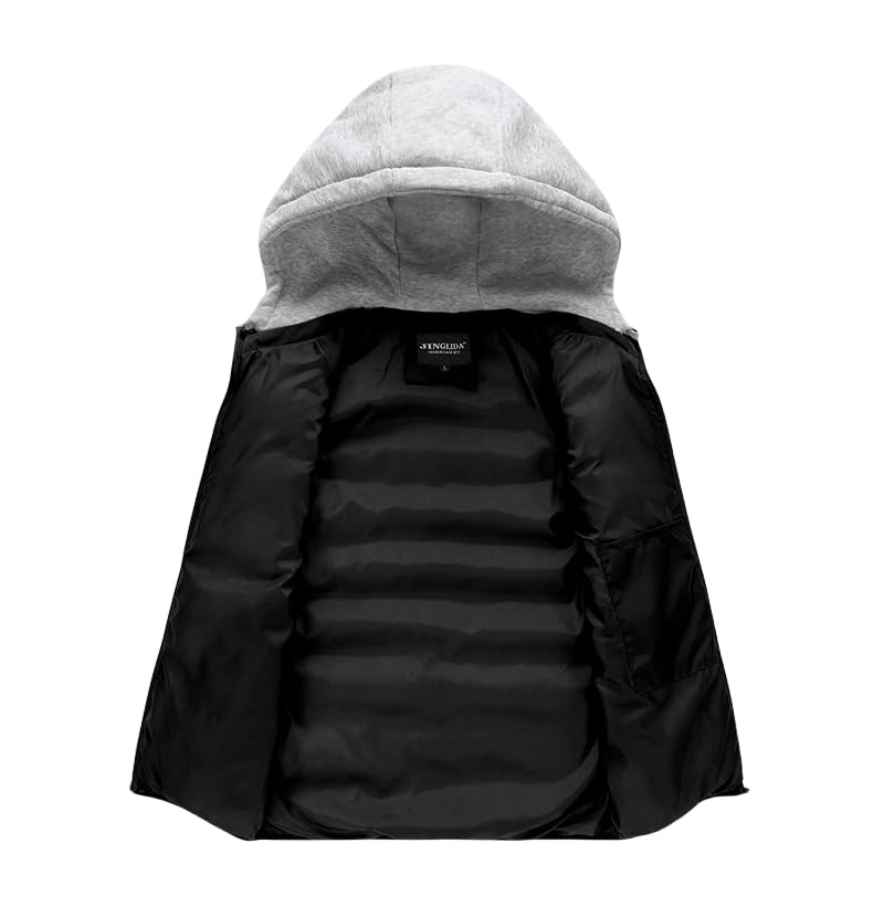 Thatrich Mens Hoodie Puffer Vest Sleeveless Lightweight Quilted Jackets Zip Up Winter Vests Casual Cozy Jacket Removable Hood2