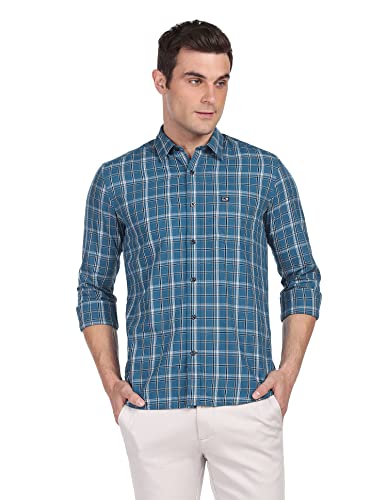 Image of Arrow Men's Cotton Checkered Slim Fit Casual Shirt