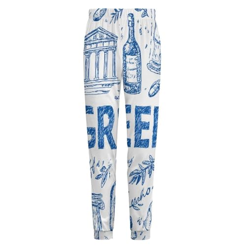 Greek Symbols Olive Wine Bottle Men's Pajama Pants Lounge Pant Sleepwear PJ Bottoms4