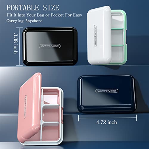Image of DUBSTAR Small Pill Box for Purse, Moisture Waterproof Travel Pill Case with 6 Compartments, Daily Pill Organizer for Vitamins & Medication (L-Black)