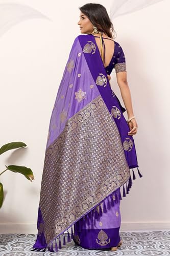 Image of SGF11 Women's Kanjivaram Pure Soft Silk Saree With Unstitched Blouse Piece