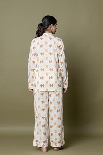 Image of Women's Cotton Printed Night Suit Set | Soft & Breathable Sleepwear with Top and Pajama | Stylish Nightwear for Daily Use - All Season Use