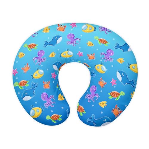 Image of Underwater Animals Nursing Pillow Cover for Infant, Lightweight Neutral Breastfeeding Pillow Slipcover, Easy to Clean Removable Pillow Cover for Infant Snug