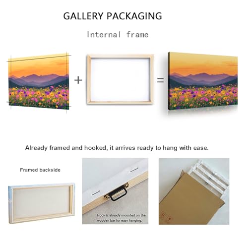 Aquarelle paysages naturels florale de champ YUNART tableau 80x120cm - 7