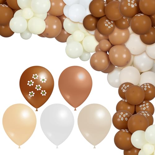 Image of 131 Pcs Cielito Lindo Party Decoration Platos De Barro Fiesta Balloons Arch Kit Backdrop Mexican Talavera Party Decorations for Wedding Birthday Baby Shower Bridal Engagement Photo Supplies(Brown)