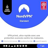 NordVPN Standard, 10 Appareils, 1 an, VPN & Cybersécurité, Code Numérique