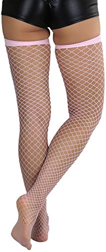 Image of ToBeInStyle Women's Vibrant Large Net Fishnet Thigh High Elastic Nylon Novelty Stockings