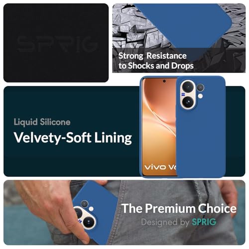 Image of SPRIG Compatible with Vivo V60 Premium SilkTone Back Cover Drop Tested Shock Proof Mobile Case for Men, Women, Boys and Girls with Camera Protection (Navy Blue)