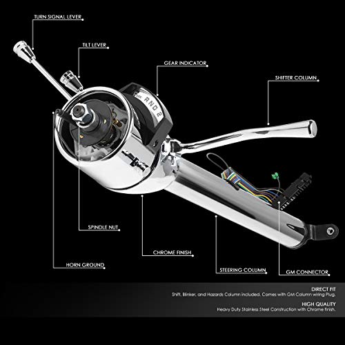 Hot Rod 32 Inches Tilt At Automatic Style Steering Column Mounted Shifter Compatible With Chevy Gm 55-59, Stainless Steel, Polished Chrome #TOP1