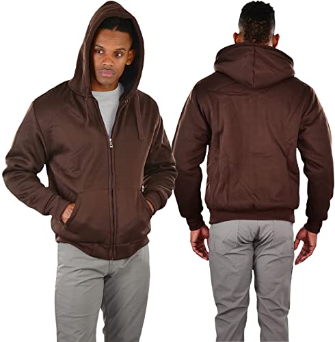 Image of ToBeInStyle Men's Polar Fleece Long Sleeve Zip Up Kangaroo Pocket Cold Weather Hoodie Jacket