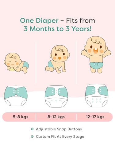 Image of SuperBottoms BASIC Cloth Diaper Combo | 2 Reusable Diapers + 2 UltraThin Dry Pads + 5 Disposable Top Sheets | Adjustable, Washable, Rash-Free & Eco-Friendly for Babies (3M-3Y)