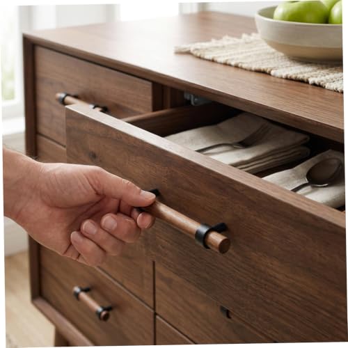 Poignées de tiroir en bois noir mat pour sublimer votre buffet et meubles de cuisine