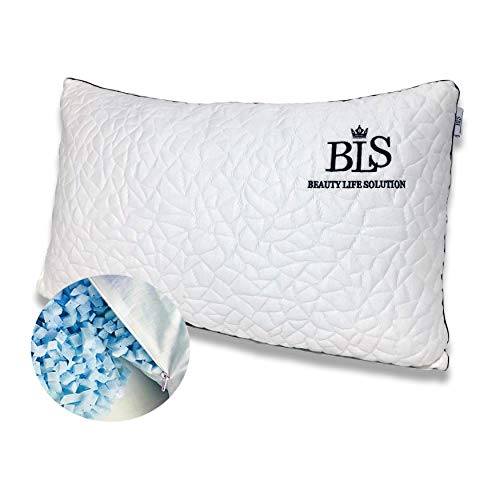 Queen Premium ADJUSTABLE Gel Memory Foam Pillow - Bamboo Pillow - Bed Pillows For Sleeping - CertiPUR-US® Certified Memory Foam - Shredded Gel Memory Foam Pillow - Comes With Removable Ultra Soft Bamboo Pillow Case - Hypoallergenic - Reduce Neck And Back Pain - Soft And Conforming - ONE QUEEN SIZE PILLOW (Queen 19"x29")