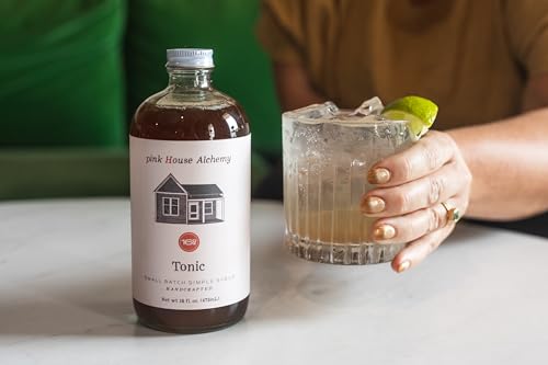 Image of Pink House Alchemy Tonic Simple Syrup, 16 oz, Handcrafted, All-Natural | Artisan Adult Beverage-and-Tonic Mixer, Quinine, Small-Batch