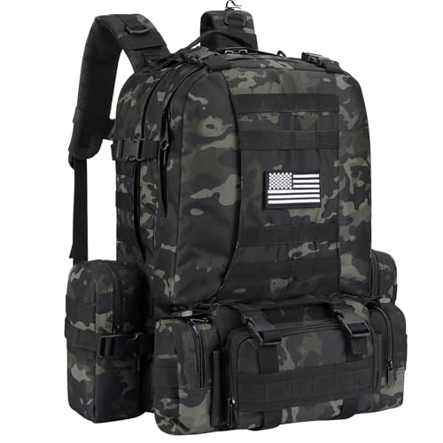 Top 5 Tactical Backpacks: Your Ultimate Gear Guide 3 GENILU 60L Tactical Military Backpack Large Capacity Army Rucksack with Detachable Molle Pouches for Men and Women (Black Camo